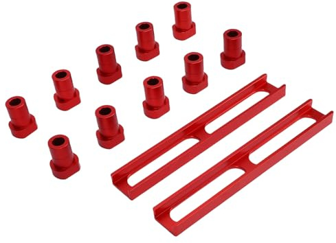 Luocute 10Pcs Bench Dogs, Non Slip Bench Dog Clamp Aluminum Alloy Workbench Stops, Woodworking Workbench Stops 20mm 0.79in Dia with 2Pcs Base, Red