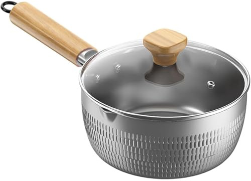 Keramik-Kochtopf, kleine Kupfertöpfe, Edelstahl-Kochtopf, japanischer Milchtopf mit Holzgriff und Glasdeckel, antihaftbeschichteter Suppentopf