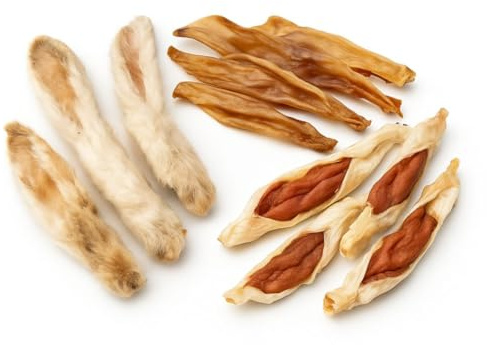 ANIMALUJOS - Orejas de Conejo Naturales con Pelo, Sin Pelo y Rellenas de Cordero para Perros | Snack Natural | 100% Natural (Mix - 36 Unidades, Oreja Conejo Pelo, Sin Pelo y Rellenas)