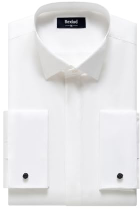 REXIUD Herren Smokinghemd mit Flügelkragen & Französischen Manschetten – Stretch Langarmhemd für Hochzeit, Abend & Formelle Anlässe