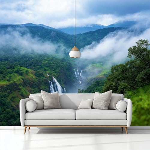 Papel Tapiz Fotográfico Paisaje Natural Bosque Verde 250x175 cm 3D Papel Pintado Panorámico, Fuera de la Ventana Murales Decoración Pared para Cuarto de Niño Salón Oficina