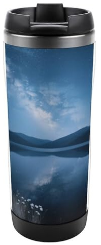 Travel Mug Sea Milky Way Reflection Coffee Cup Reusable Insulated Tumbler with Lid Travel Coffee Mug Stainless Steel Insulated Coffee Tumbler for Coffee Tea And Drinks