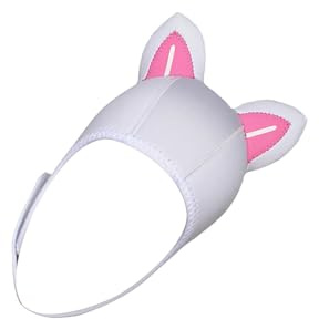 AMSLSIU Capucha de Buceo con Orejas de Gato Gorro Neopreno 3 mm para Deportes Acuáticos Gorro Natación Línea Blanca S