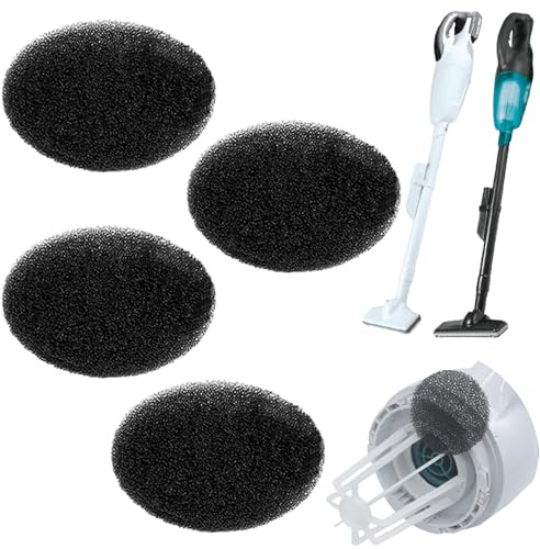 4-Piece Reusable & Washable Foam Filter Set Compatible with Makita CL100, CL106, CL180, CL183, DCL180 Cordless Vacuum Cleaners, Easy-Clean Design, Replacement Vacuum Models Accessories