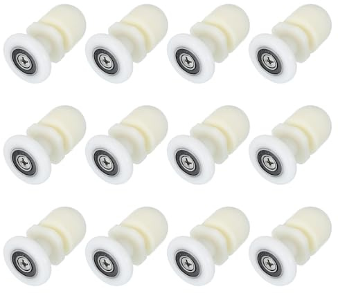 QUARKZMAN 25mm Roulettes De Porte De Douche, Rouleaux De Portes Coulissantes De Douche De Remplacement Pour Portes En Verre De Salle De Bain 4-6mm, Blanc 12 Pcs