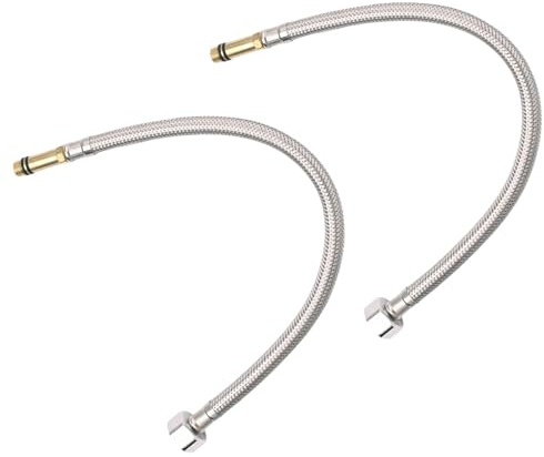 2 Pack Flexible Tap Connector, Stainless Steel Flexi Hose Pipe, 400mm Monobloc Tap Connector for Bathroom Sink, Kitchen Hot Cold Water Supply