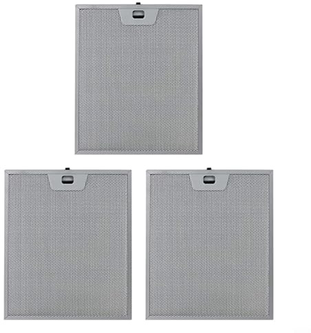 Set of 3 Aluminium Cooker Hood Grease Filters 300x250mm Silver Five Layer Metal Filtration for More Efficient Odour and Grease Separation Easy Replacement for Kitchen Ventilation Systems