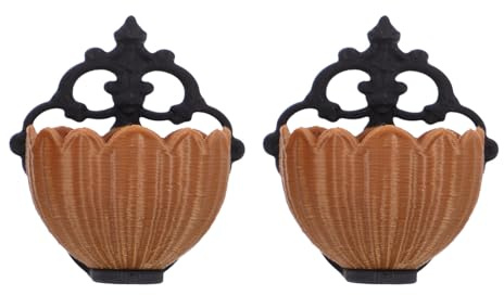 WESIEVYA 2pcs Dollhouse Wall Hanging Flower Basket - Miniature Wall Mounted Imitation Rattan Planter - Versatile Dollhouse Accessories for Sand Table Mini Scenes
