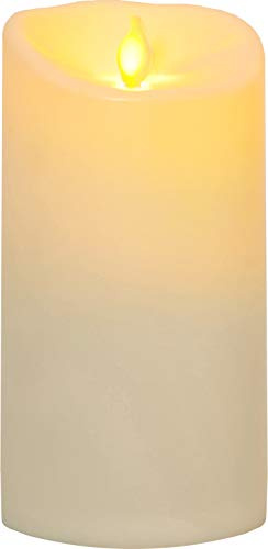Best Season LED Stumpenkerze M-Twinkle für außen von Star Trading, LED-Kerze flackernd, Kerzenlicht gelb mit Timer, batteriebetriebene Weihnachtsdeko aus Kunststoff, Farbe: Elfenbein, Höhe: 17,5 cm