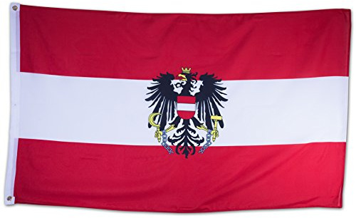 SCAMODA Bundes- und Länderflagge aus wetterfestem Material mit Metallösen, Outdoor Fahne & Flagge (Österreich Wappen) 150x90cm