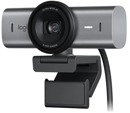 Logitech MX Brio Ultra HD 4K Collaboration and Streaming Webcam, 1080p at 60 FPS, Dual Noise Reducing Mics, Show Mode, USB-C, Webcam Cover, Works with Microsoft Teams, Zoom, Google Meet, Graphit