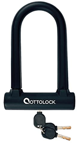 OTTOLOCK Sidekick Compact U-Lock - Heavy Duty Anti Theft Bicycle U-Lock with Keys, Silicone-Coated, Bike Accessories, Black