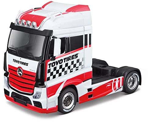 Bburago B18-32201 1:43 Street Fire HAULERS Custom CABS MB ACTROS GIGASPACE RED, Verschiedene Designs und Farben