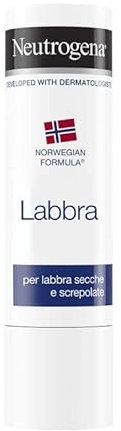 Neutrogena Formula Norvegese Balsamo Labbra Stick, Burrocacao protettivo per labbra secche e screpolate, Burro cacao idratante arricchito con Glicerina concentrata, Senza Blister 4.8 g