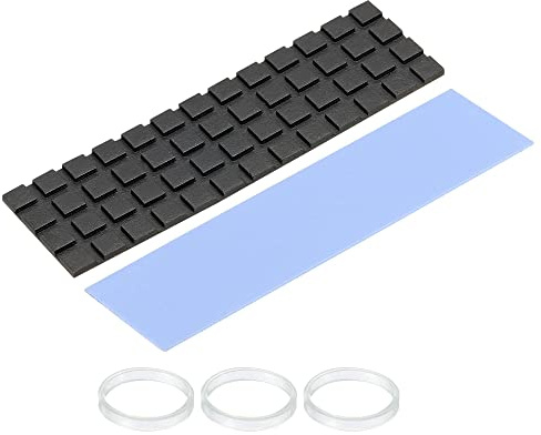 sourcing map Copper Heatsink Coated Graphene 70x20x1.5mm with Thermal Pad and Rubber Ring for M.2 SSD Computer CPU, Laptop, PCB Cooler 1 Set