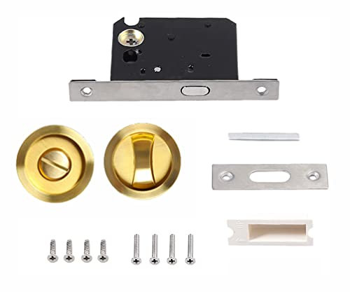 Bohaner Schiebetür-Zubehör-Set, Badezimmerschloss, Sichtschutz-Set, Schiebetür, Badezimmer, Einsteckschloss (Gold)