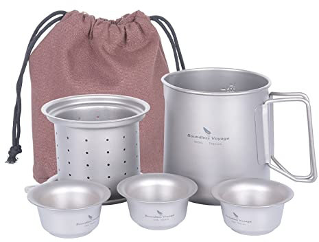 Boundless Voyage Teiera in titanio con manici pieghevoli per fuoco aperto sul fornello (Ti3126D/500+40ml)