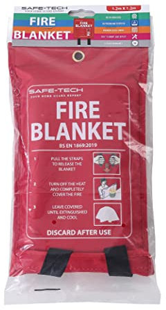 SAFE TECH Fire Blanket,Kitchen Fire Blanket with Heat Insulation, Fire Blankets Extinguisher for Car, Boat, 1.2m x 1.2m Emergency Fire Blanket for Emergency Survival