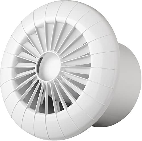 F.H. ANA Ventilator Badlüfter Wandlüfter Deckenlüfter mit Kugellager Ø 150 mm - mit Nachlauf/Timer - Leise, Weiẞ, Radförmig (Durchmesser: Ø 150 mm, Funktion: Nachlauf/Timer)