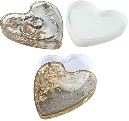 O.A. Heart Shaped Trinket Mould for Decoration Jewellery Keys Storage Dish Plate Tray Bowl UV Wax Casting Epoxy Resin Silicone Mold Rubber