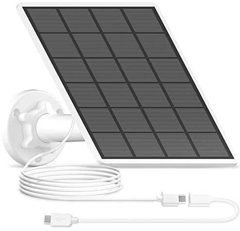 ANRAN Panneau solaire 3 W pour caméra de sécurité extérieure sans fil, avec câble de charge micro USB de 3 m, connecteur de port USB-C pour caméra de sécurité, fournit une source d'énergie constante,