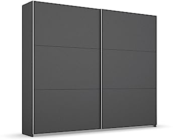 Rauch Möbel Aurelio, Schwebetürenschrank, Grau metallic, Breite 218 cm | Kleiderschrank mit Schwebetüren, Schiebetüren, 2-türig, für Schlafzimmer, Kinderzimmer, Wohnzimmer, Gästezimmer, Garderobe