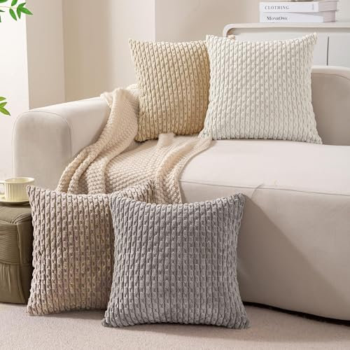 Ci & Ci 4er Set Boho Deko Kissenbezug 40x40 cm, Mehrfarbig Kissen Sofakissen Dekokissen Zierkissen, Flauschig Kissenbezüge Kissenhülle für Sofa Couch