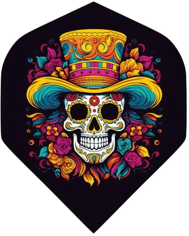 DARTS Sport Edition Dart Flight Set 100 Micron - Mexican Skull - 4 Sets = 12 Stück