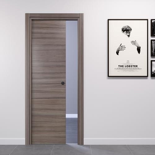 PORTE ITALIANE porta interna porta scorrevole porta a scomparsa porte interne moderne HIGH DENSITY telai legno resistenti all'acqua WATERPROOF varie misure 80x210 serratura cromo Palissandro Tortora