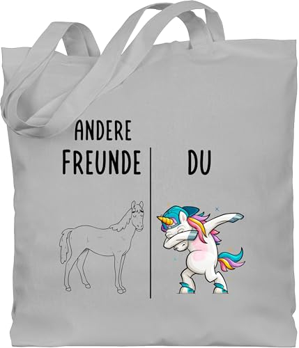 Baumwolltasche - Taschen - Andere Freunde Du Dabbing Einhorn | Coole Geschenke für Freund Weihnachten | Gute Freunde Geschenk Freundschaft - Unisize - Hellgrau - bester beste tasche freundes fuer