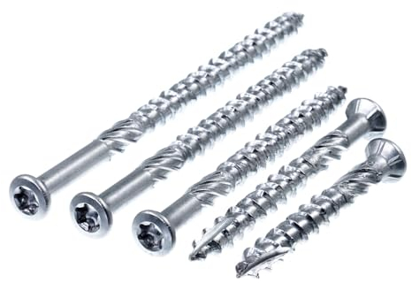 SECCARO Liseko - Viti per terrazzo 5 x 70 mm, in acciaio inox A2, viti per legno con punta tagliata e lama di taglio, tx/esagono incassato, 100 pezzi