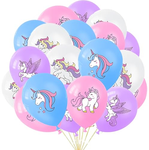 POPOYU Einhorn Deko Luftballons,20 Stück Latex Einhörner Luftballons für Prinzessin Geburtstagsdeko,12 Zoll Einhorn Geburtstags Helium Ballons für Junge Mädchen Kinder Geburtstag Party Dekorationen