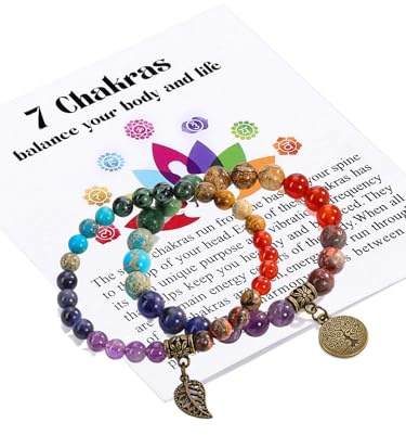 Zysta 7 Chakra Armband Echte Steine Lebensbaum Armbänder Natürliche Edelstein Yoga Energietherapie Balance Buddha Perlenarmband fur Damen (7 Chakra)