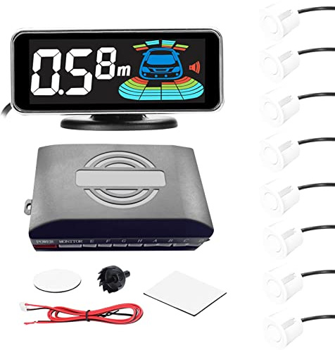 HUIOP Sensore di parcheggio per Auto,Sensore di parcheggio per Auto Sistema Radar di retromarcia con 8 sensori di parcheggio Rilevamento della Distanza Display LCD della Distanza Segnale Acustico di
