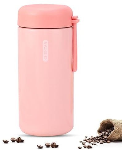 KISUOMAOYI Small Flask - 304 Stainless Steel Water Bottle 150ML, Leak-Proof Insulated With Double Wall Vacuum, Mini Portable Handle for Hot & Cold Drinks (Pink)