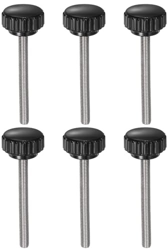 QUARKZMAN 6 Stück Rändelschraube mit Gewinde M5 x 50mm x 22mm Rundkopfschraube Edelstahl 304 Rundgriffbolzen Klemmknöpfe 22mm Handknöpfe Daumenschrauben Spannschraube für Industrie Maschine