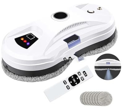 Robot lavavetri, Robot lavavetri Automatico Smart, Robot lavavetri con Forte aspirazione, Robot lavavetri Intelligente Aspirazione 5600Pa, per vetri Alti per finestre Interne ed Esterne, Piastrelle
