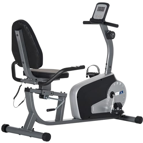 HOMCOM Halbliege-Heimtrainer Liegerad - Aosom.de x FFHandball - magnetischer LCD-Bildschirm Multifunktionssitz verstellbar 8 Widerstandsstufen