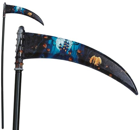 FIESTAS GUIRCA | Dekorierte Abnehmbare Sense (100 cm) - Spielzeugwaffe für Tod und Grim Reaper Kostüm - Ideal für Halloween und Día de Muertos - Party Zubehör - Schwarz
