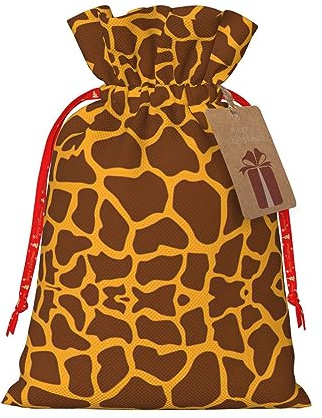 HGFVY Tragetasche mit Giraffen-Druck, 1 x Kordelzug, 4,7 x 17,5 cm, für Weihnachtsgeschenke und Aufbewahrung, mit Kraft-Geschenkanhängern