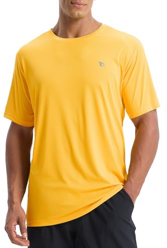 baleaf UV-tröja herr sport t-shirt simtröja vatten UPF 50+ sportskjorta träningströja fitness skjorta funktionell skjorta snabbtorkande gym, Ljusgul, 3XL