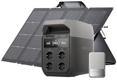 EcoFlow DELTA 3 Portable Power Station with 220W Solar Panel, 1024kWh Solar Generator, Quick Charge Power Supply for Camping, Mobile Homes, Off-Grid Living, Backup Power for Travel
