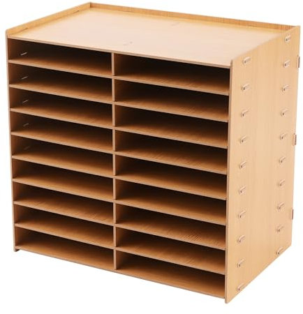 Dokumentenablage 9-Schicht Holz Briefablage Goldene Eiche Dokumentenhalter 9-Schreibtisch-Organizer Große Briefablage Dokumentenablage für Schreibtisch Unterlagen 51.8 x 49cm