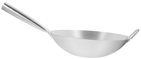 FUNOMOCYA Wok in Acciaio Inox Antiaderente Per Uso Domestico Padella Adatta A Gas Elettricità Per Friggere Carne Verdure Comoda Da Pulire