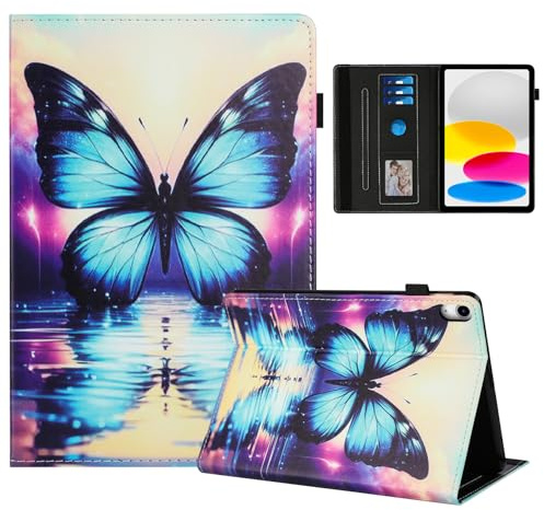 Rostsant Coque pour iPad 11 Pouces(A16) 2025/iPad 10ème Génération 10.9 Pouces 2022 Impression Graphique Housse en Tablette Cuir PU Protection pour iPad 10.9 Papillon d'ombre
