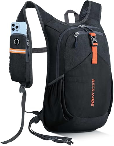 BECOJADDE 20L Wanderrucksack Herren Kleiner Rucksack Damen Leichter Daypack Tagesrucksack Faltbarer Trekkingrucksack für Camping Outdoor Wandern Travel, Schwarz