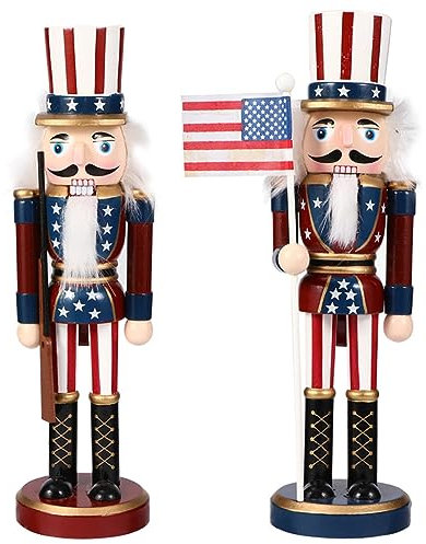 Amosfun Soldats Américains Casse-Noisette pour Le Jour De L'indépendance Décoration Extérieure en Bois Parfait pour Les Enfants Jouets De