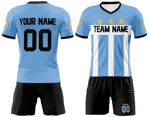 Equipos de fútbol personalizados con el nombre del equipo, camiseta de la Copa del Mundo de Argentina para hombres, mujeres y niños, camiseta de apoyo de los países Argentina, azul, XXL
