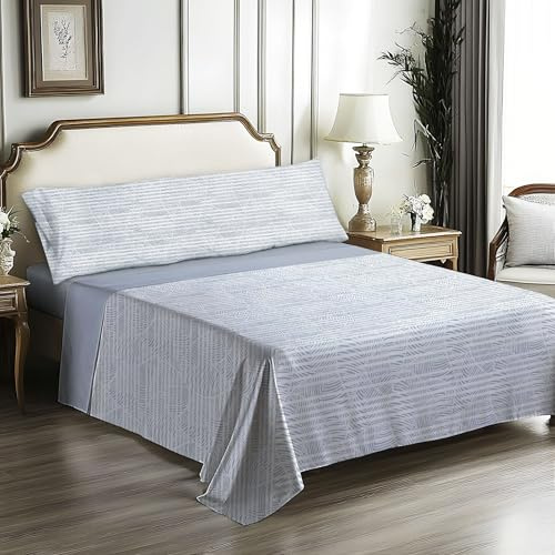 IN NICE Juego de Sabanas 3 Piezas 135x200 - Poliéster Microfibra - Sábana Bajera, Sábana Plana y 1 Funda de Almohada(Cama 135, VEIGA Azul)
