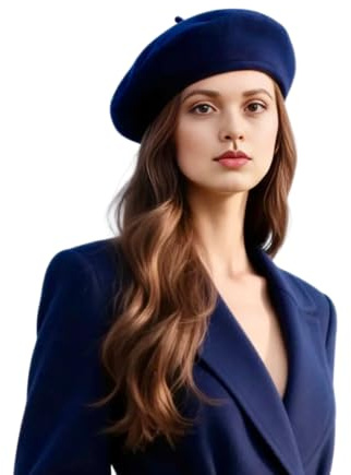 Damen Barrett Mütze Paris Style Baskenmütze Wolle für eleganten Stil Uni Farbe französisch Künstler